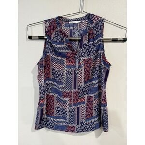 Violet‎ Claire Sleeveless Patchwork Print V Neck Top Women Large